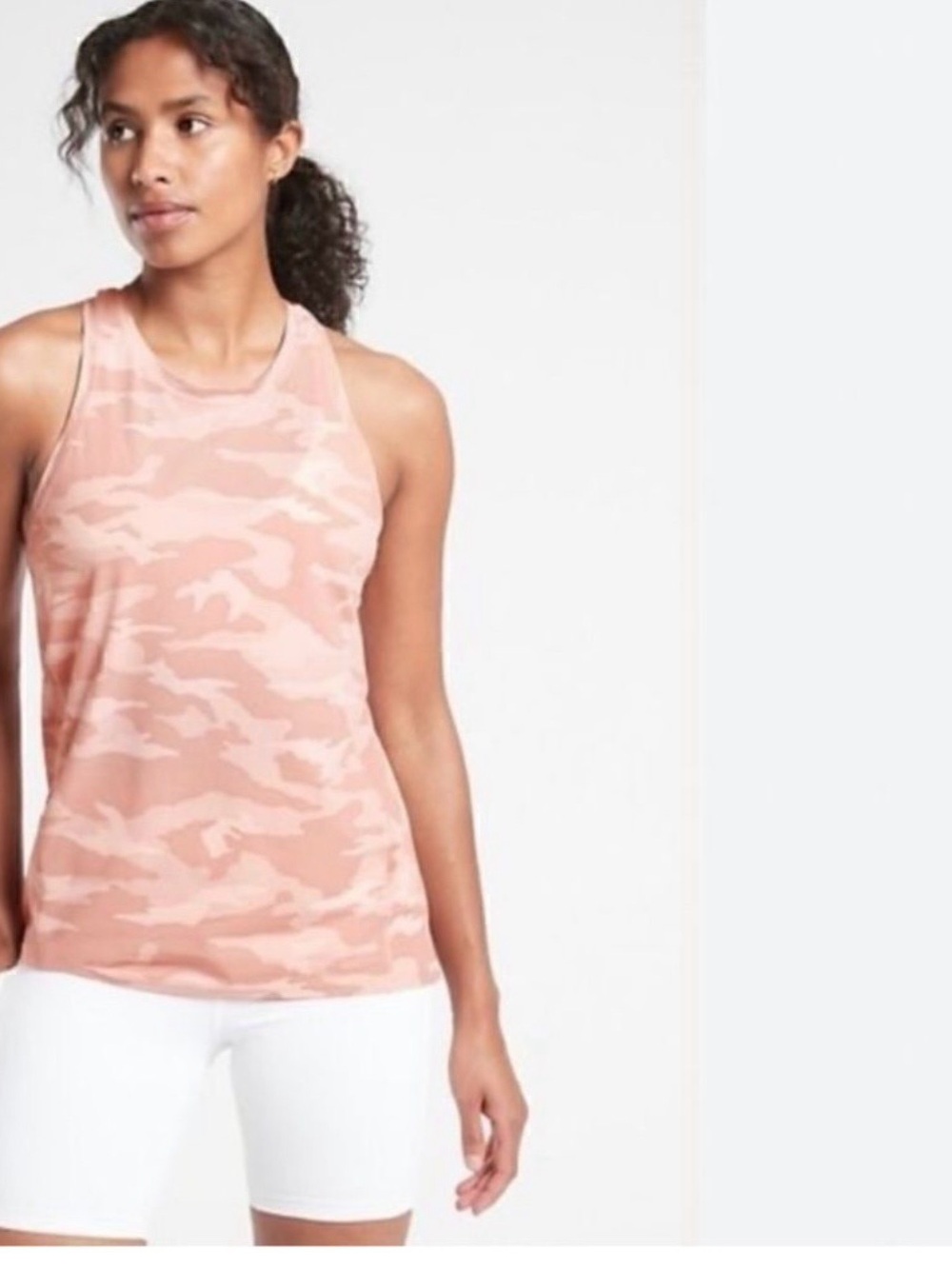Athleta Peach Camo High-Neck Tank